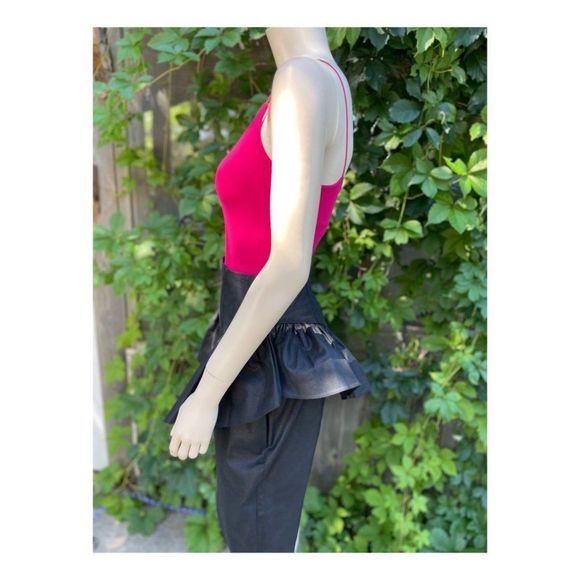 Vintage 80s Black Peplum Pencil Skirt 100% Cotton Sz 9 - Picture 8 of 12